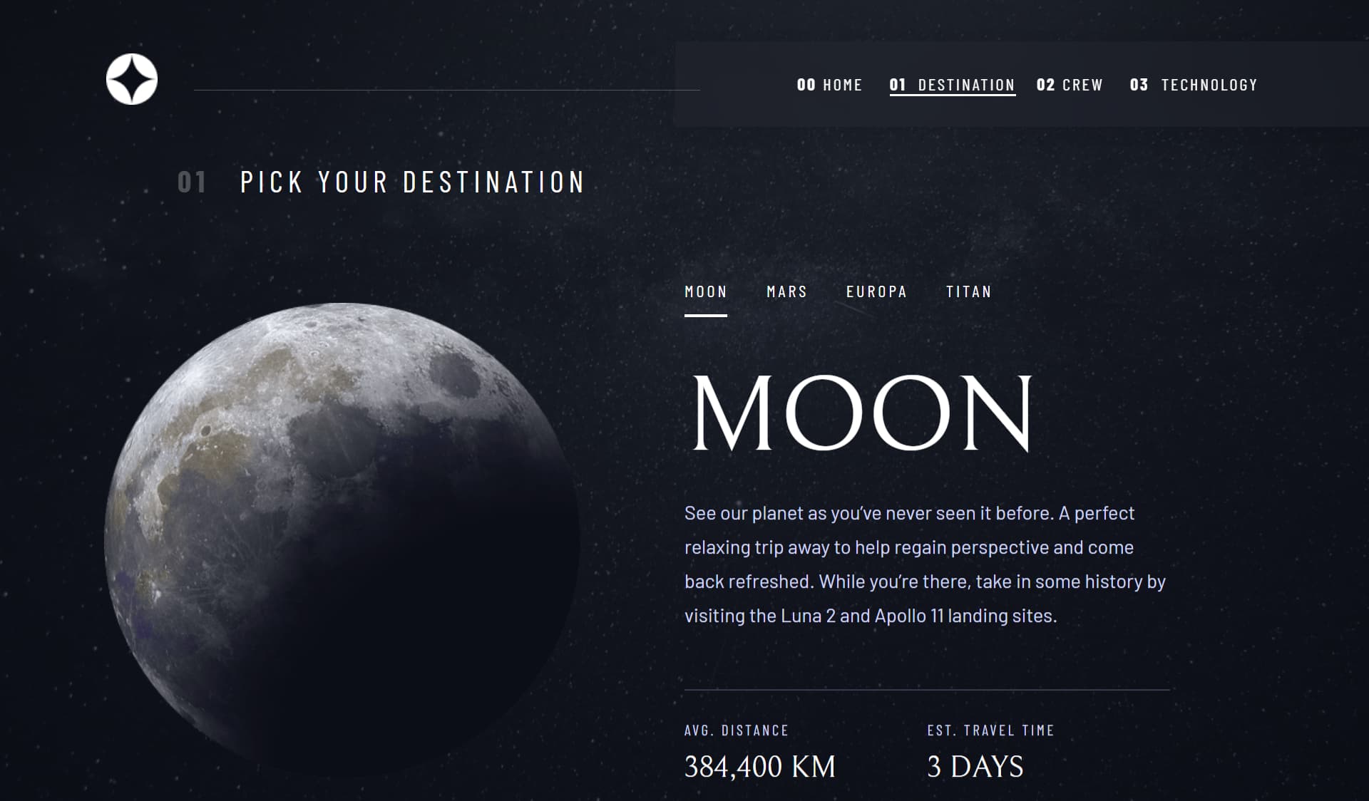 Space Landing Page